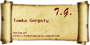 Tomka Gergely névjegykártya